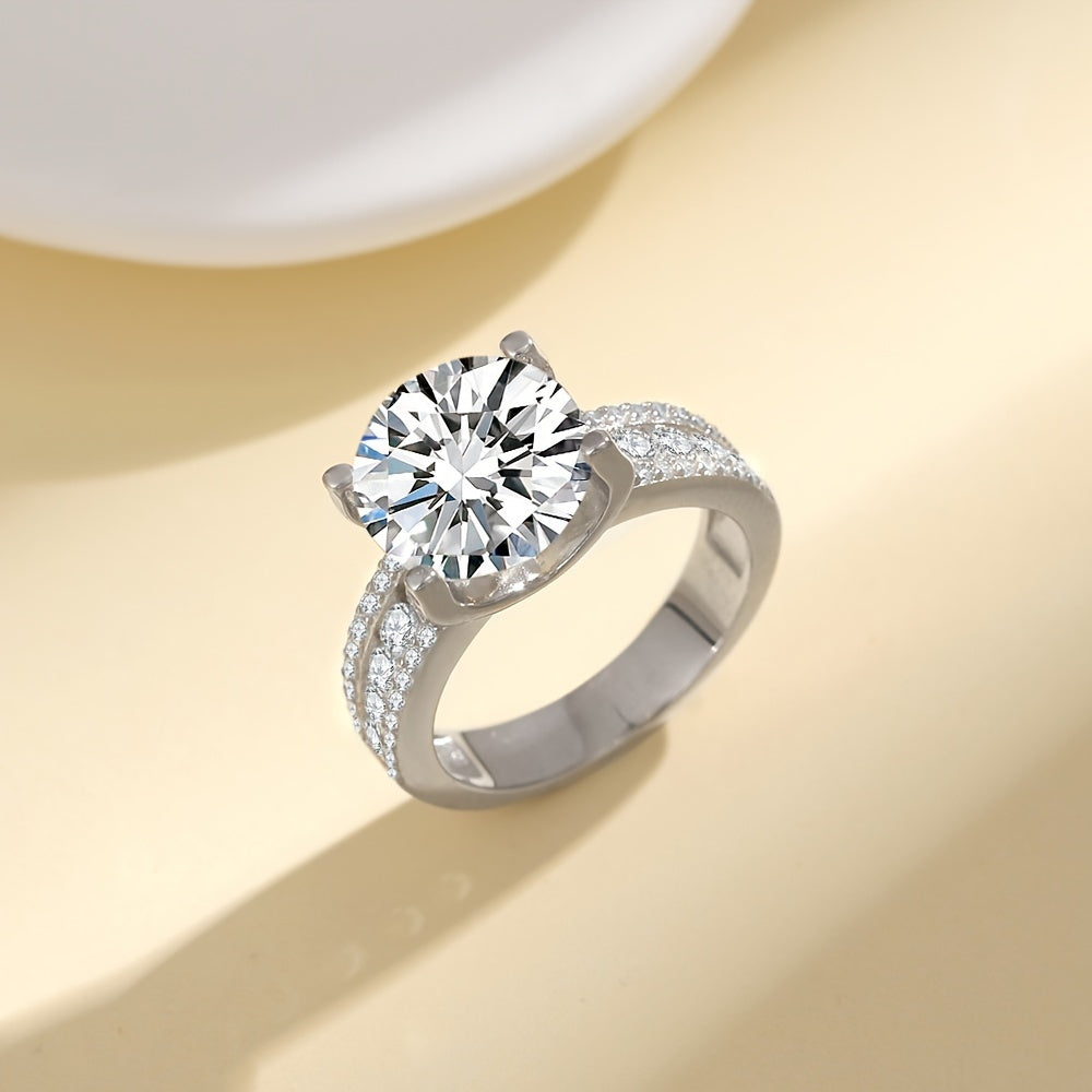 Vintage Moissanite Engagement Ring 5CT White Gold-Plated Sterling Silver Wedding Jewelry
