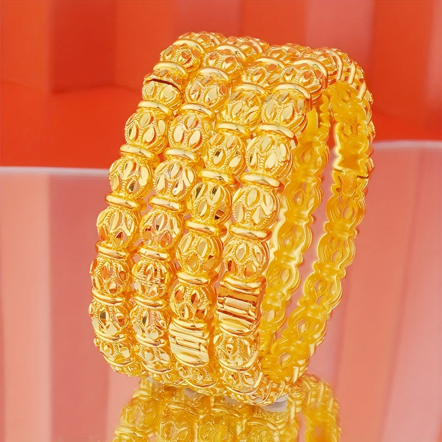 Women's Boho Copper Jewelry Set 4-Piece Luxury Bangle Bracelets for Weddings and Parties