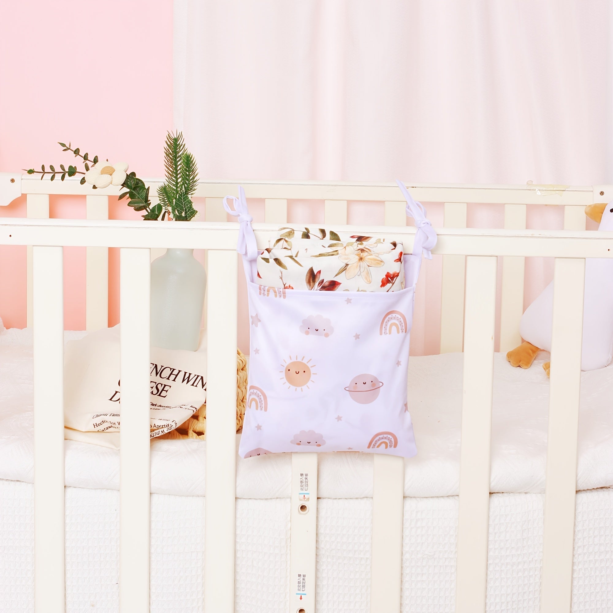 Kids Bedside Storage Organizer with Pockets, Hanging Design, Cute Print