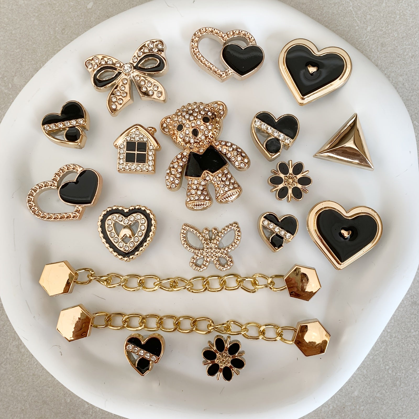 Kids Girls Shoe Charms Set with Bear Bow Hearts Detachable Accessories