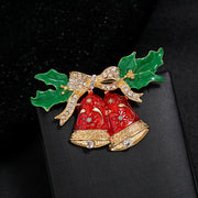 Punk Style Rhinestone Corsage Brooch Pin for Suits and Coats Christmas Bell Design