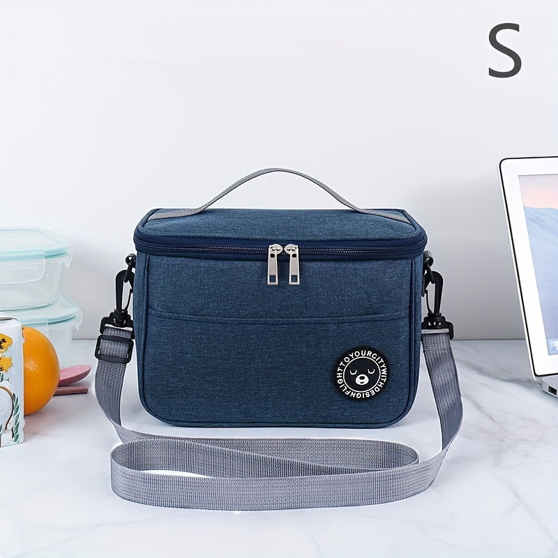 Large Capacity Portable Lunch Bag Cationic Oxford Cloth Thermal Bento for School and Kitchen