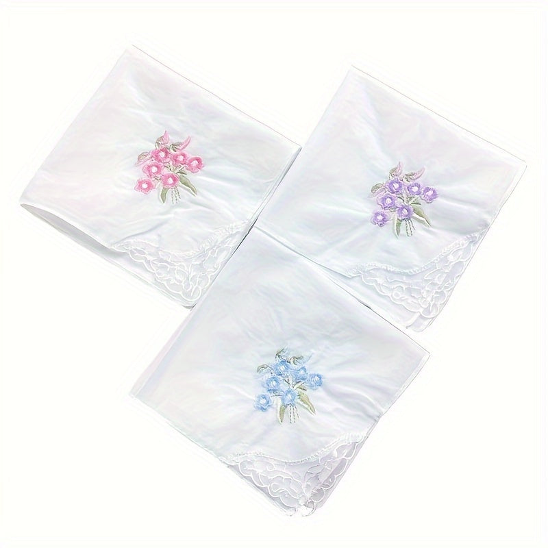 White Embroidered Flower Cotton Square Scarves Pack of 6 12 or 18