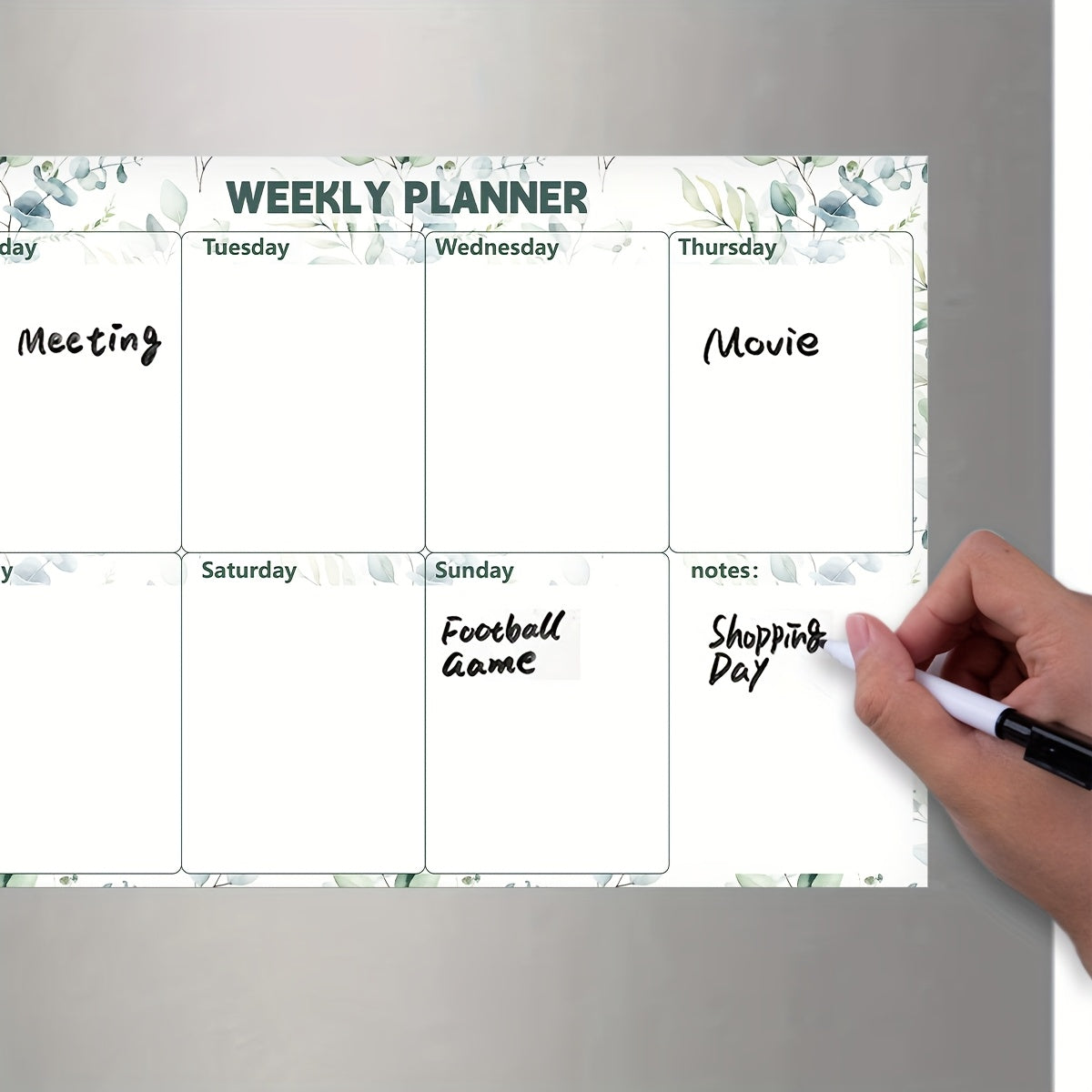 Floral Magnetic Dry-Erase Whiteboard for Refrigerator with Calendar and Magnets