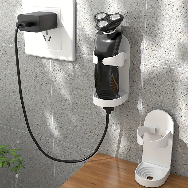Electric Shaver Holder Wall Mount Black No-Drill Adjustable Bathroom Organizer