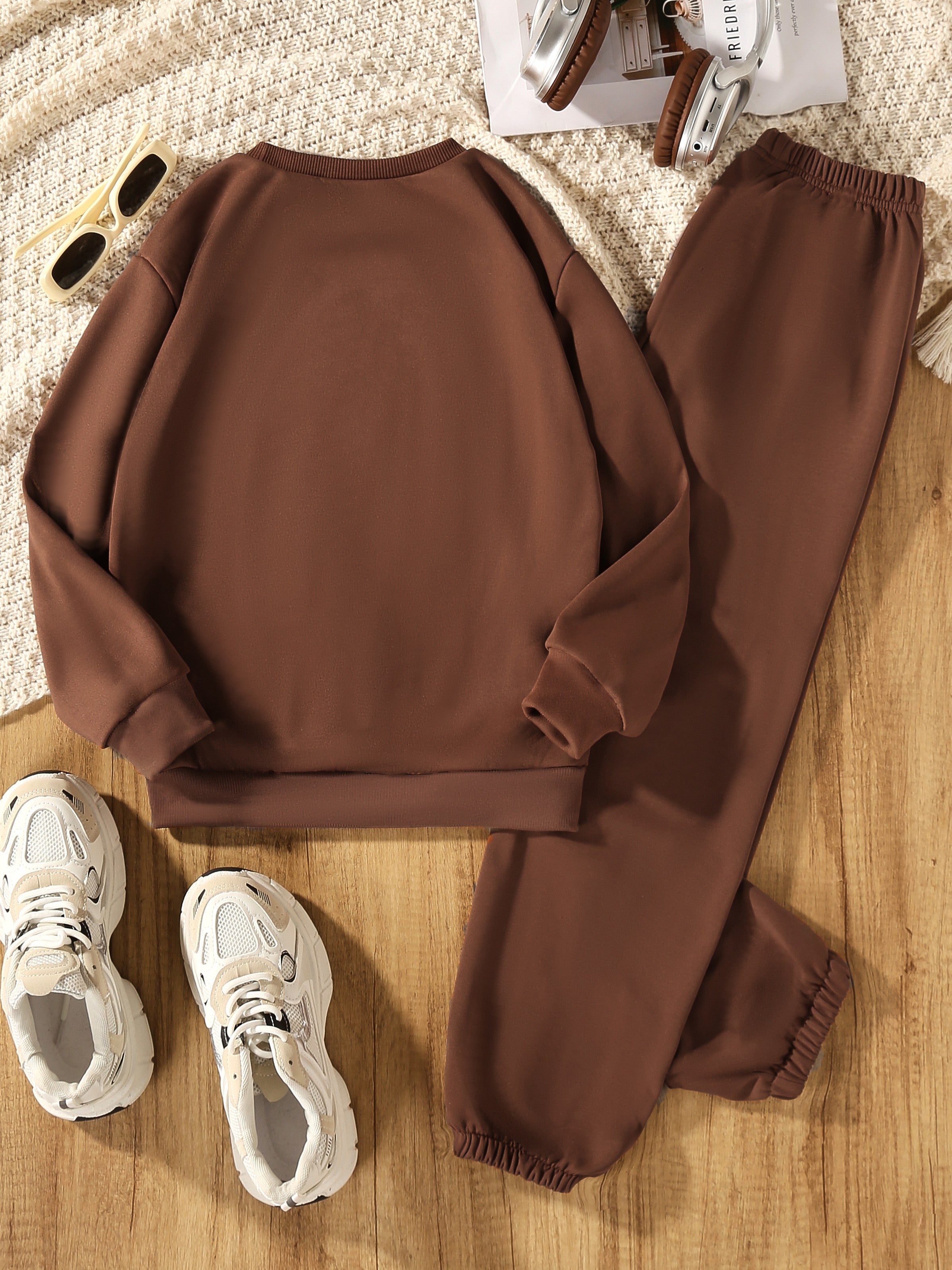 Children's Long Sleeve Two-Piece Suit for Outdoor Play Polyester Geometric Pattern