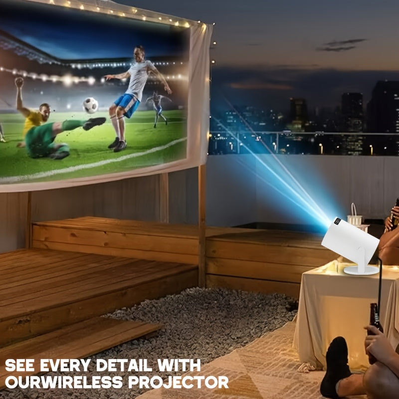 Mini Portable Projector with WiFi 6, 180° Rotatable, White for Home Theater