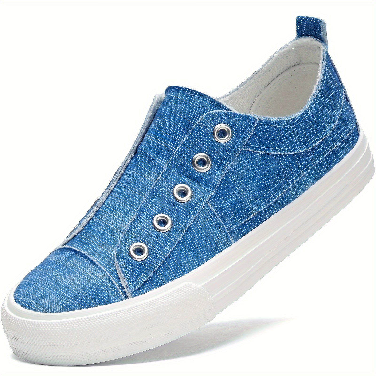 Women's Slip-On Sneakers White Casual Shoes Breathable Fabric All-Season