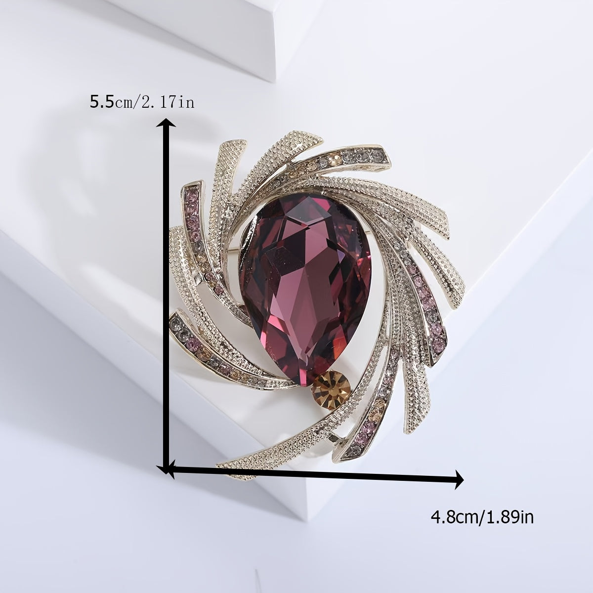 Elegant Teardrop Flower Brooch Pins Rhinestones Alloy Jewelry for Women Dress Coat Accessories