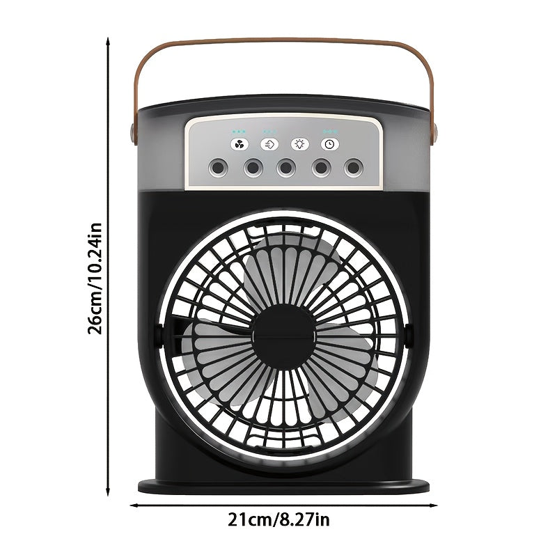 600ml tankli USB Spray Fan, LED chiroq, cheksiz tezlikni boshqarish, uy/ofis/yotoqxona uchun portativ.