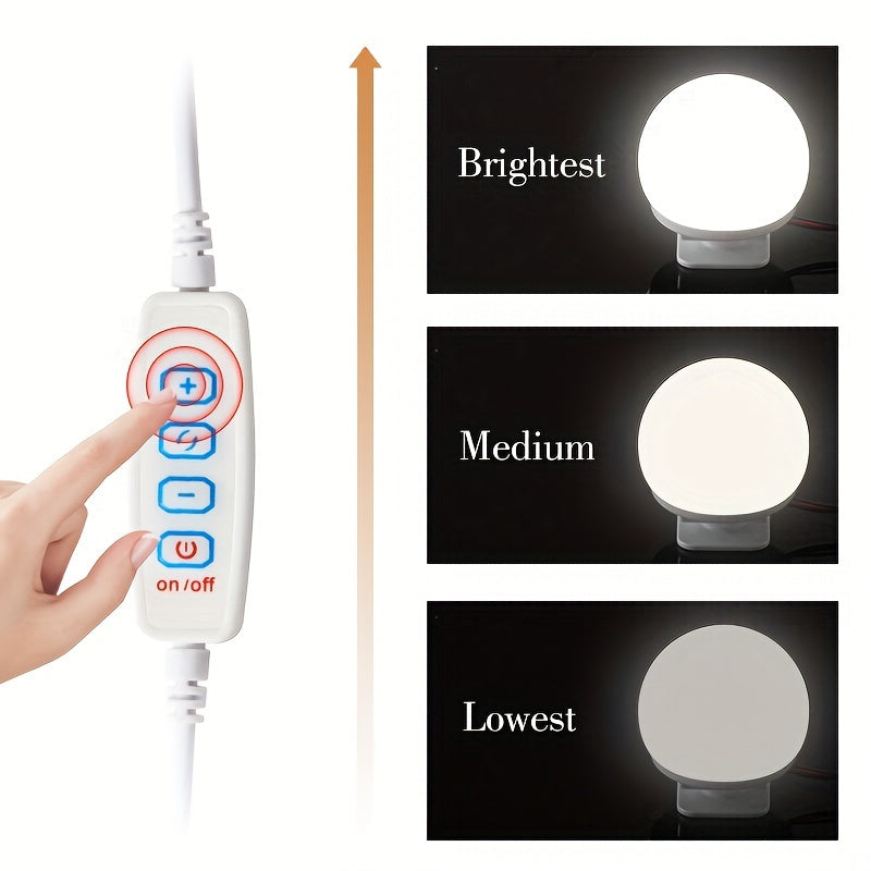 Светодиодная лента для зеркал для макияжа, 10 уровней яркости, 3 цветовых режима, USB, настенное крепление
