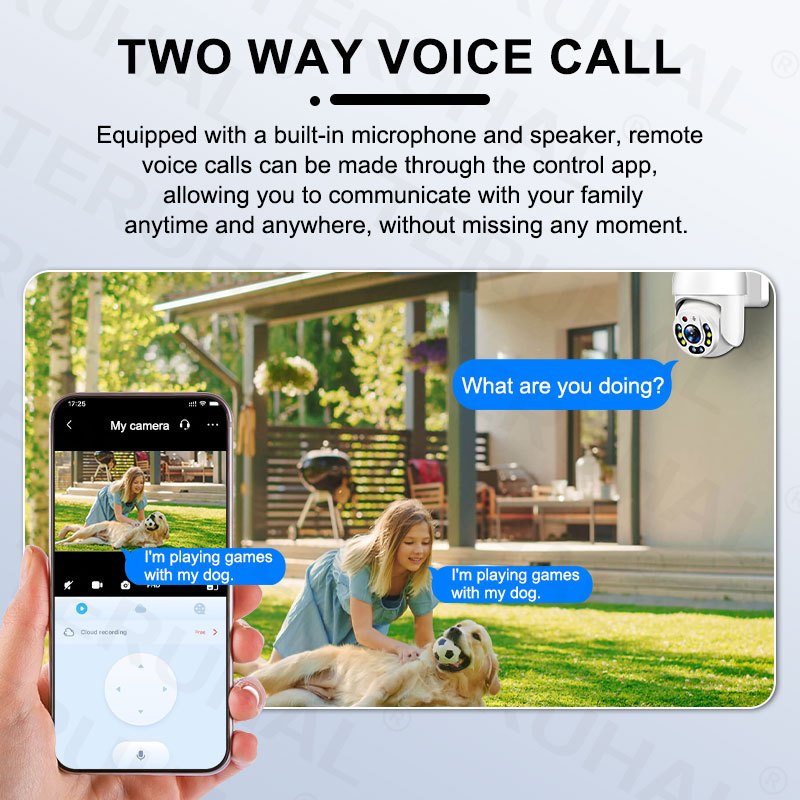 Uchastki tashqi xavfsizlik kamerası 2MP HD PTZ kechqurun ko'rish audio suv o'tkazmaydigan