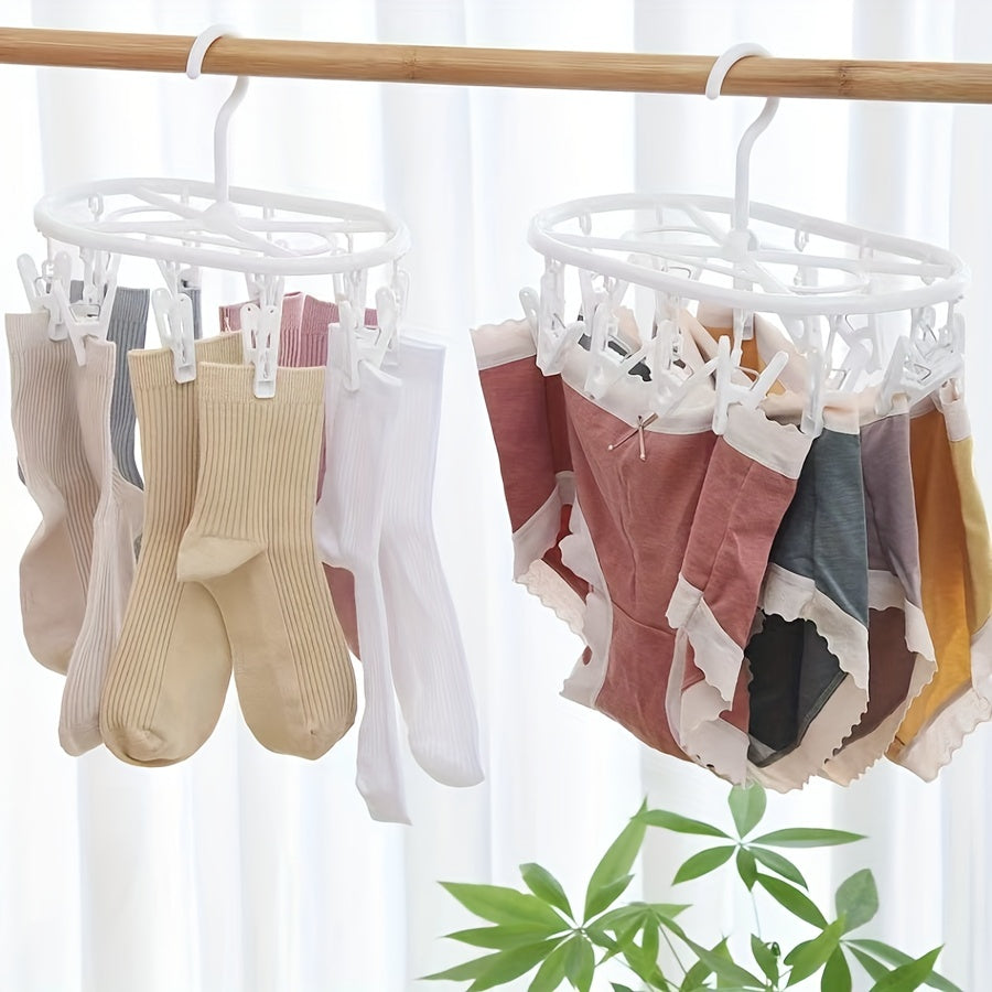 Estante plegable a prueba de viento para secar con 10/14 pinzas para ropa para calcetines, ropa interior y muñecas