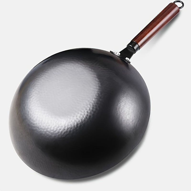 Cast Iron Wok 32cm Flat Bottom Suitable for Gas Electric Induction Stoves