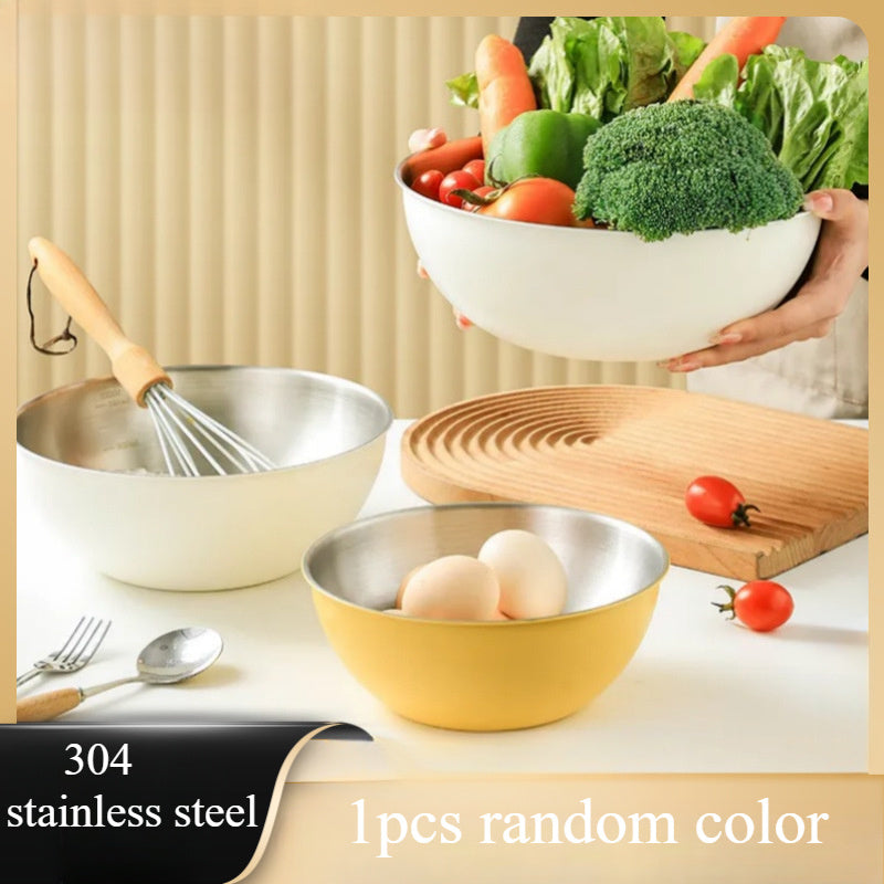 Cuenco de cocina de acero inoxidable 304 para ensaladas, lavado de arroz y horneado con cesta de drenaje
