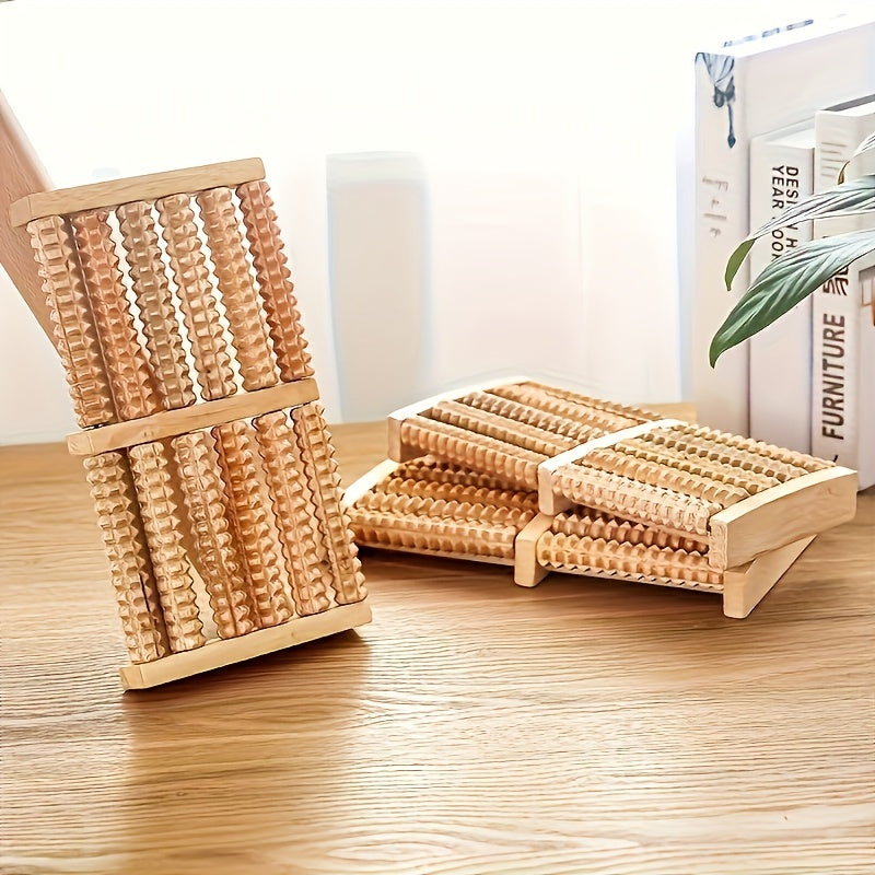 Handmade Wooden Foot Massager with Dual Rollers for Pain Relief and Blood Flow