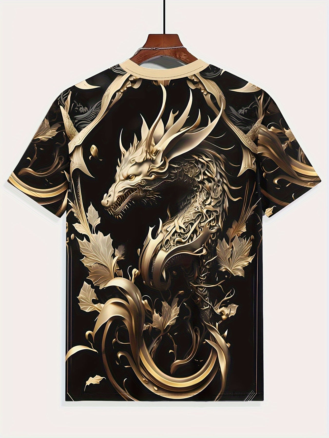 Men's Short Sleeve Crew Neck T-Shirt with Dragon Graphic Print Polyester Summer Casual
