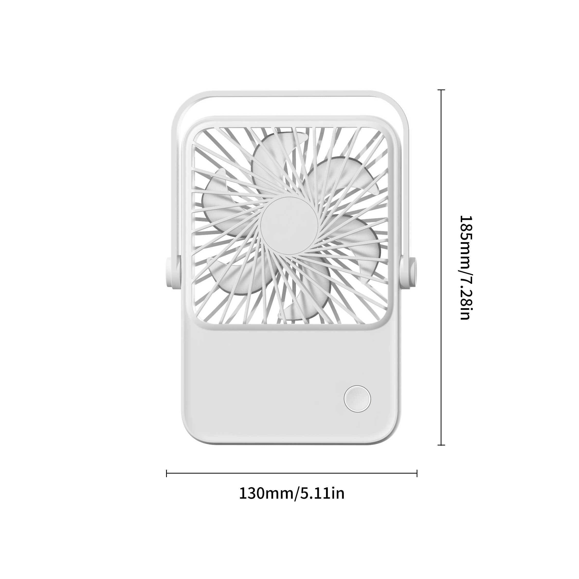 Battery-Powered Small Desk Fan with 360° Adjustable Angle, 3 Speed Settings