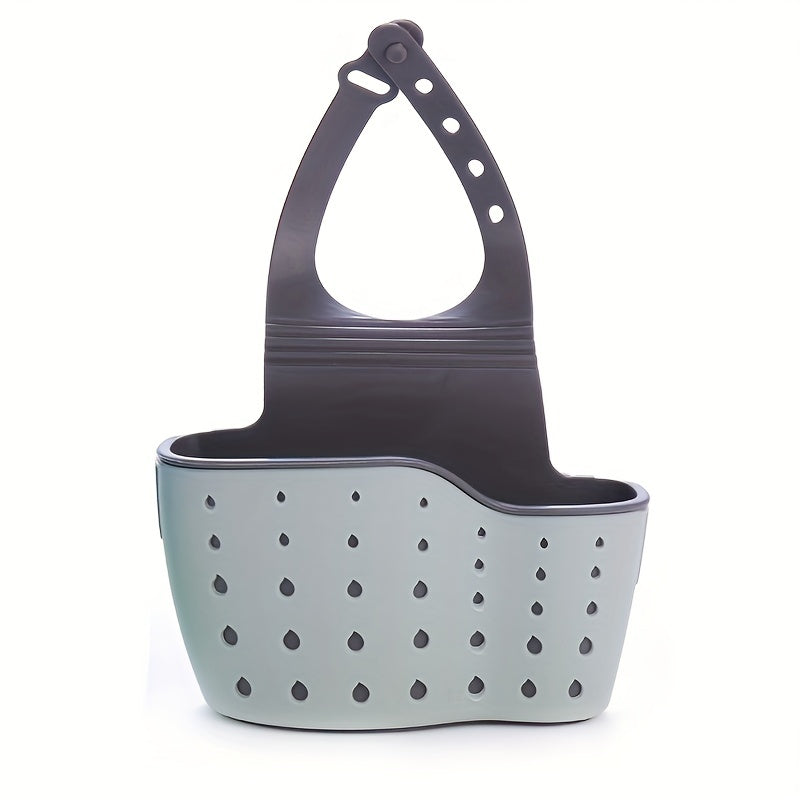 Cesta colgante para lavabo con estante para esponja y organizador, correa ajustable, almacenamiento para cocina y baño