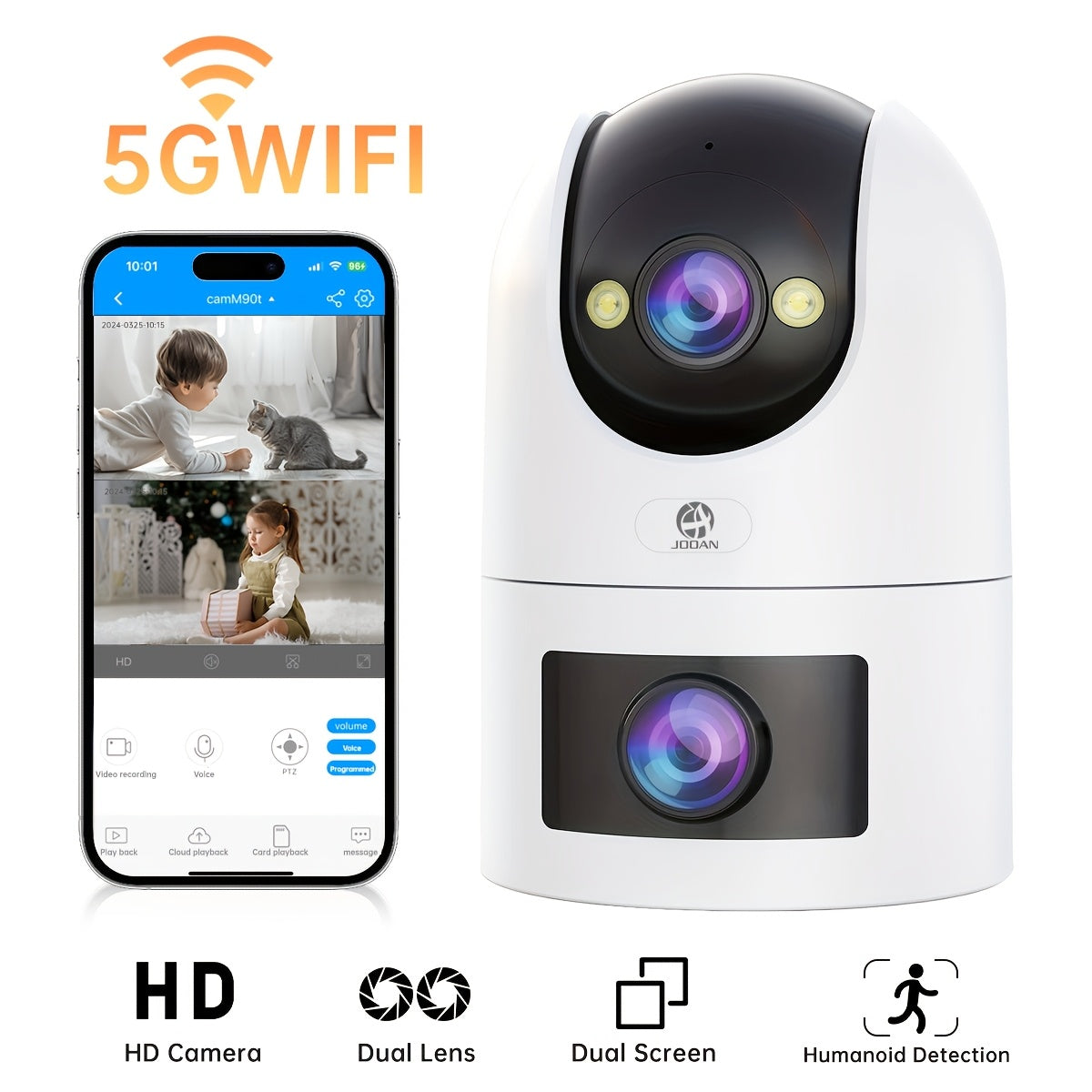 1080p HD Dual Band WiFi Indoor Security Camera Night Vision App Control Compatible with Smartphones and Apple HomeKit