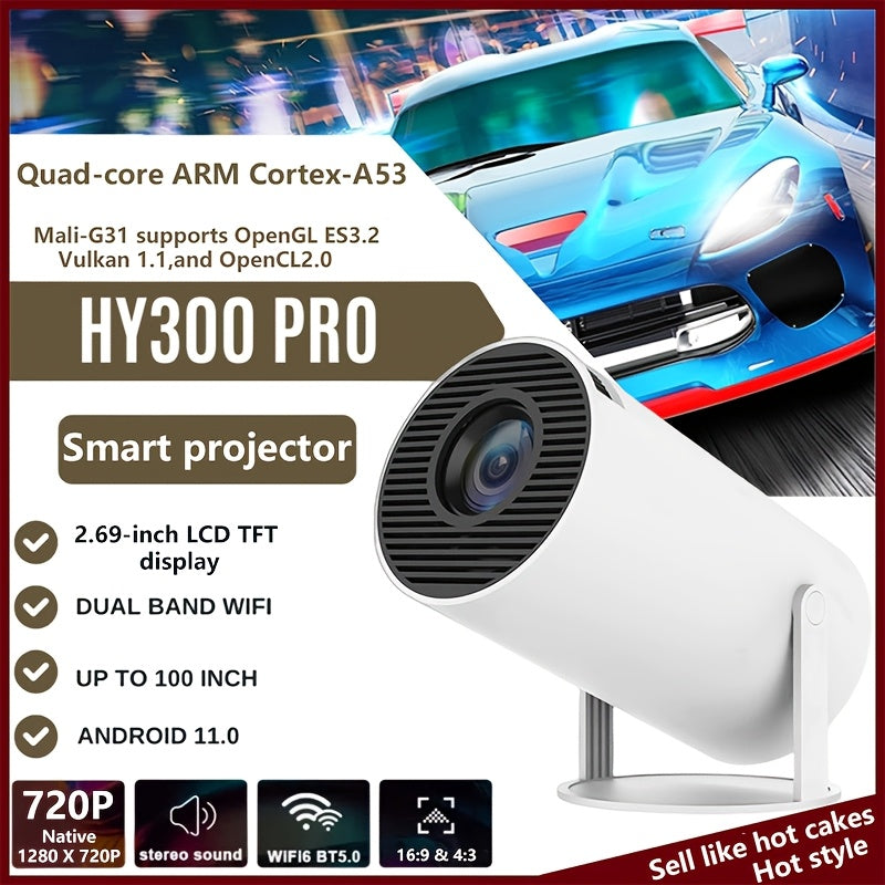 Мини-проектор для домашнего кинотеатра на Android 11, Wi-Fi 6, беспроводной портативный HD-развлекательный проектор