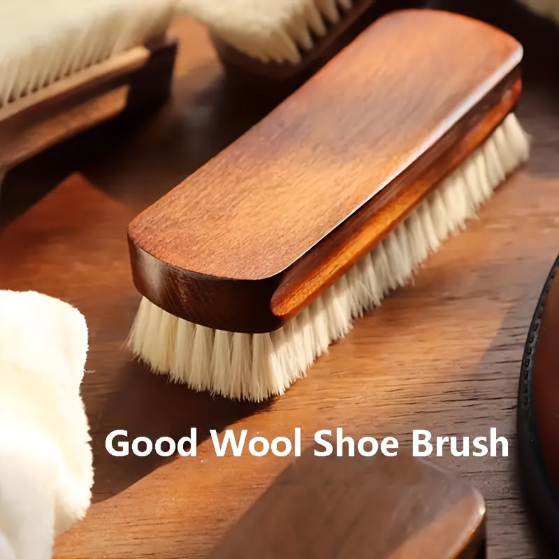 Unisex Wooden Shoe Brush Soft Bristles Leather Care Cleaner