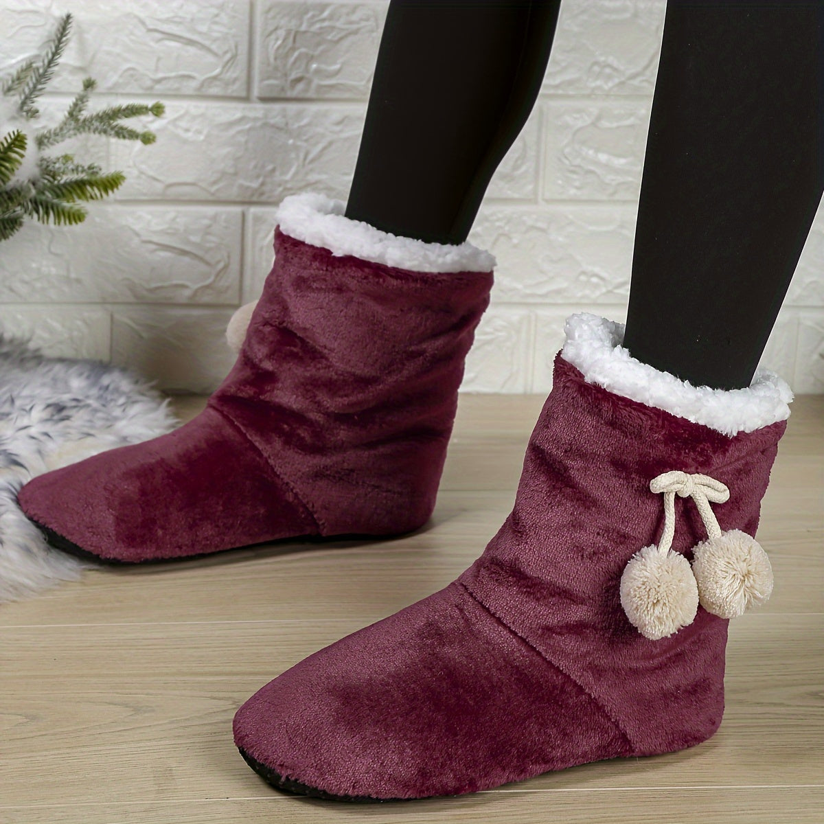 Women's Cozy Knit Slippers Warm Indoor Slide-On Booties