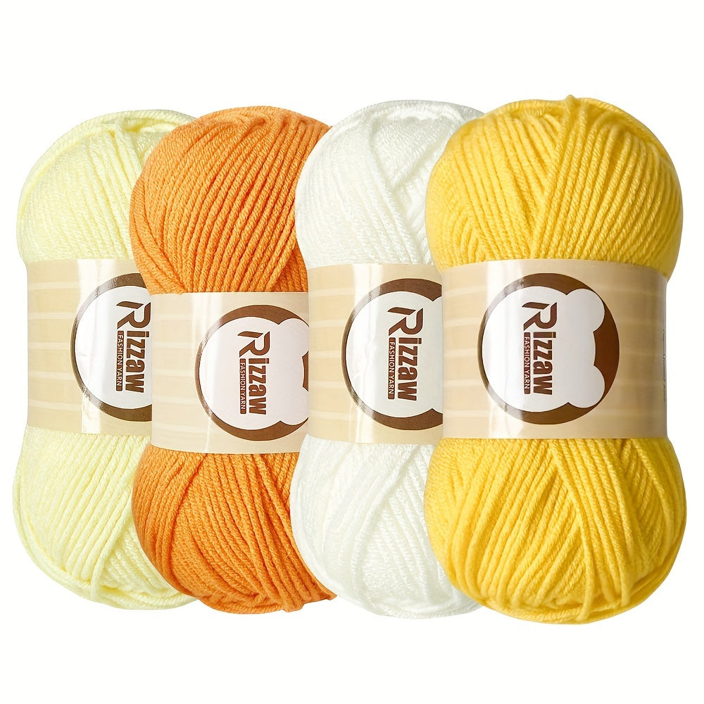 Morandi Color Yarn Set with 4 Strands 50g for Crochet Projects Blanket Clothes Tote Bag Slippers