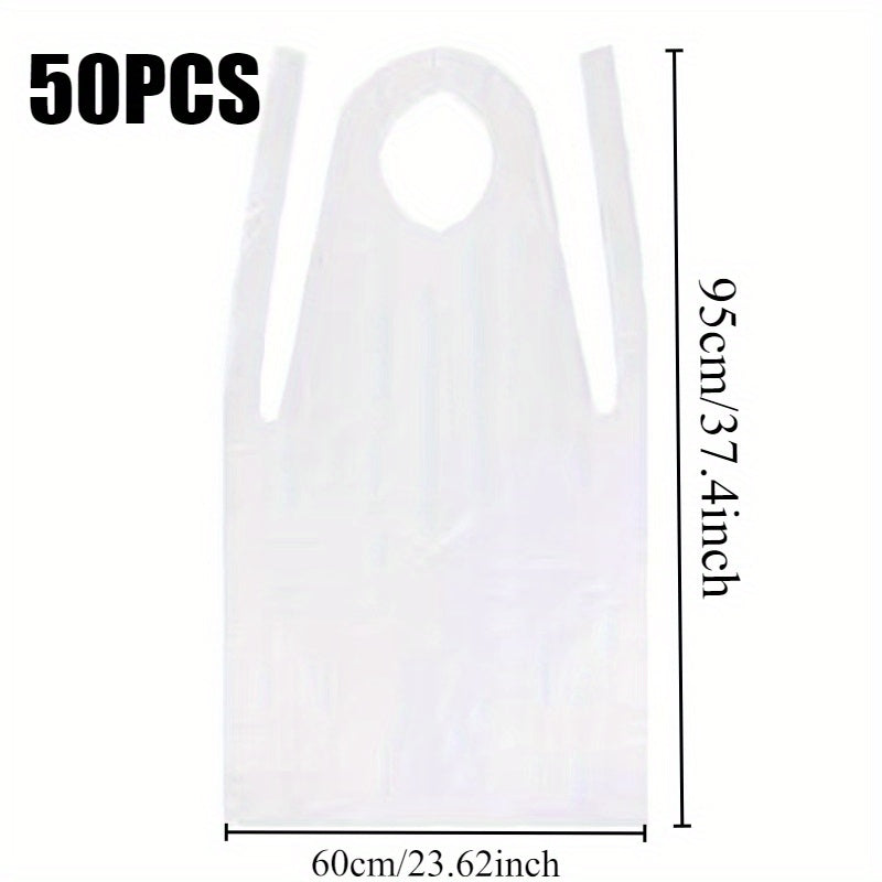 Одноразовые прозрачные пластиковые фартуки, упаковка из 10, 20, 50 штук для рисования, готовки, домашних дел