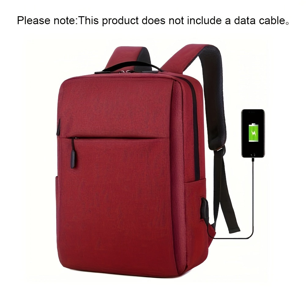 Grey Fabric Laptop Backpack with Zipper Closure and Adjustable Strap for School and Outdoor Use