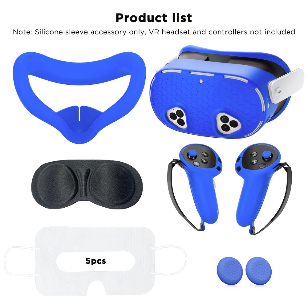 Silicone VR Headset and Controller Cover Set for Meta Quest 3S in Light Beige