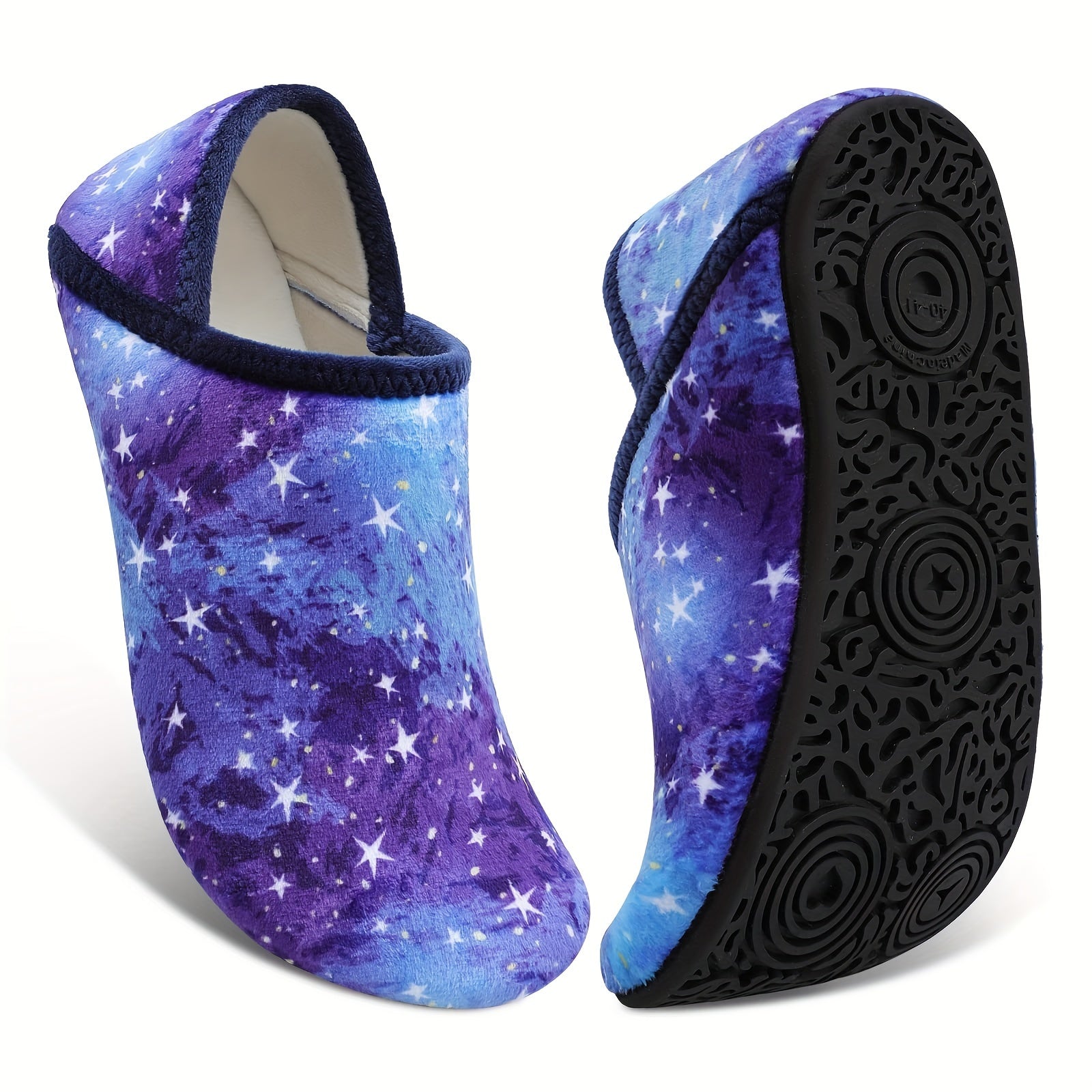 Women's Slip-On House Slippers Lightweight Non-Slip Black White Paisley