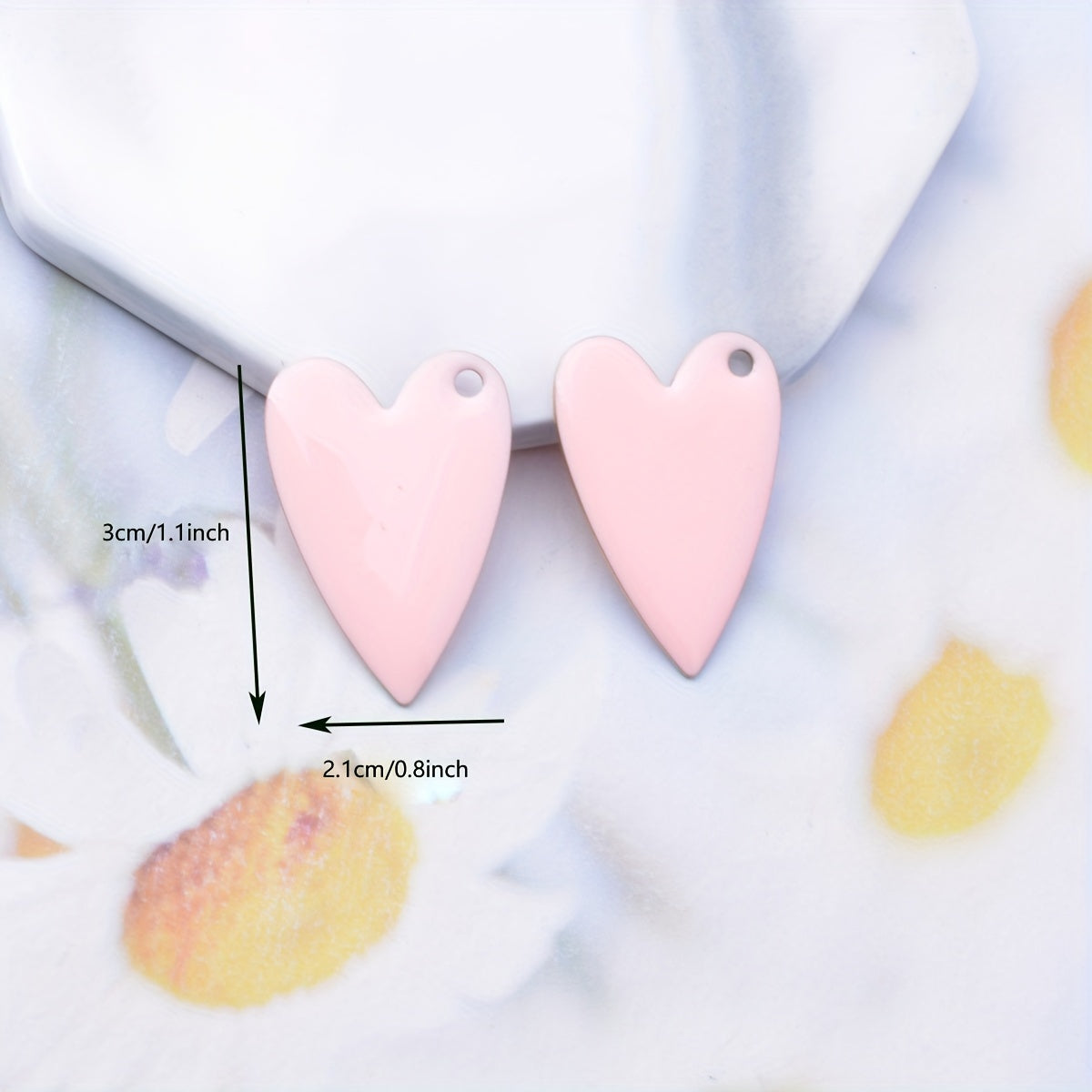 Six Pieces Copper Enamel Heart Charms for DIY Jewelry Making Non-Fading Design