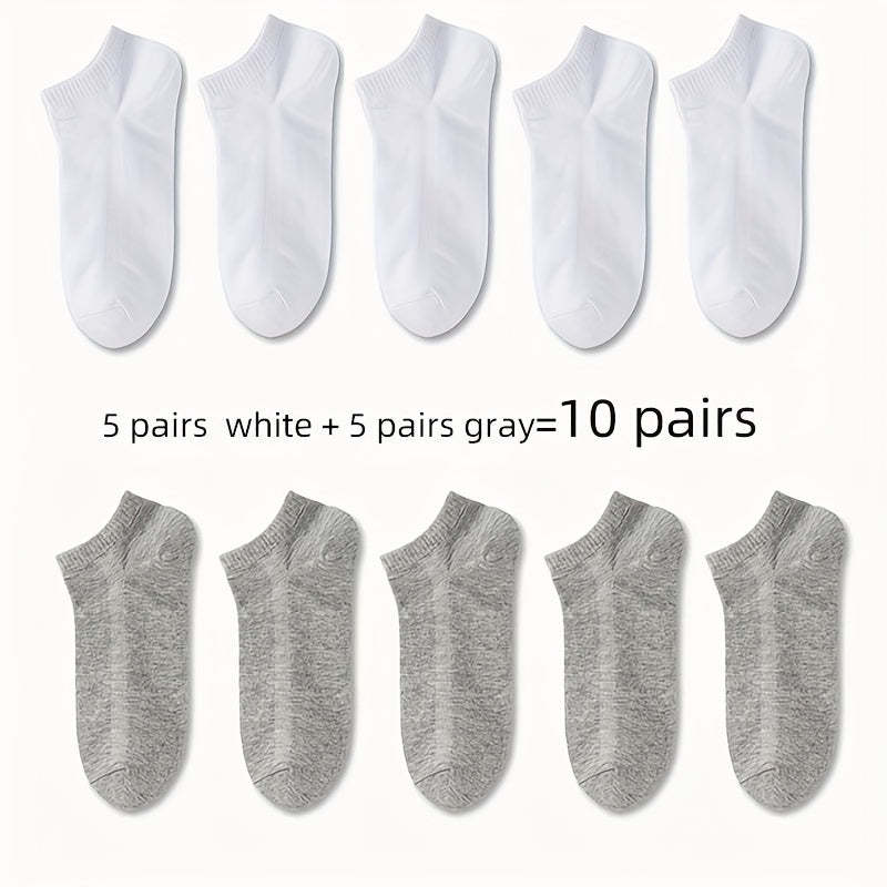 Unisex Solid Color Short Socks 20 Pairs Breathable Comfortable All Seasons