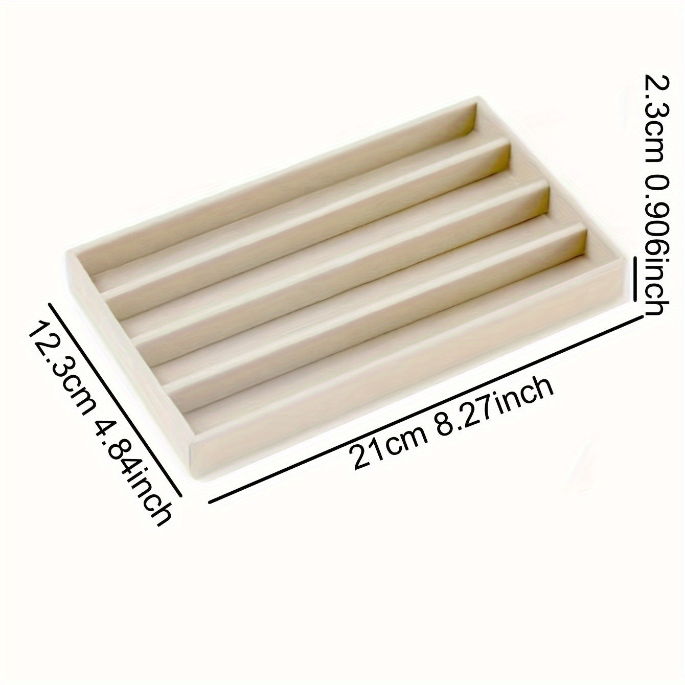 Bandeja organizadora de joyas para cajón, beige y gris, almacenamiento de pendientes y anillos con ganchos