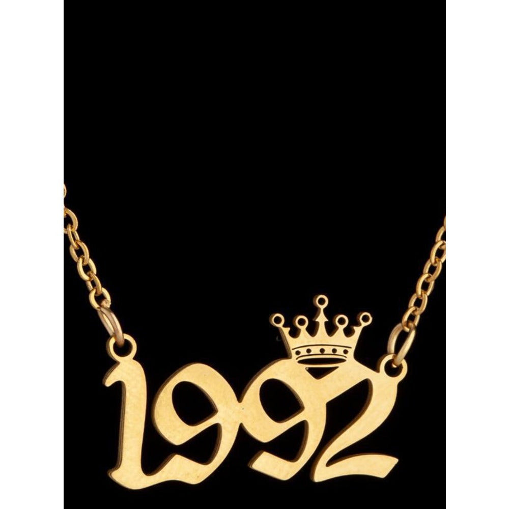 Women's Stainless Steel Crown Pendant Necklace Black White Minimalist Gift