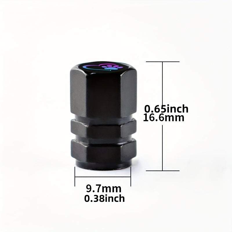 4PCS Tire Valve Covers Auto Car Truck SUV Motorcycle Colorful Footprint