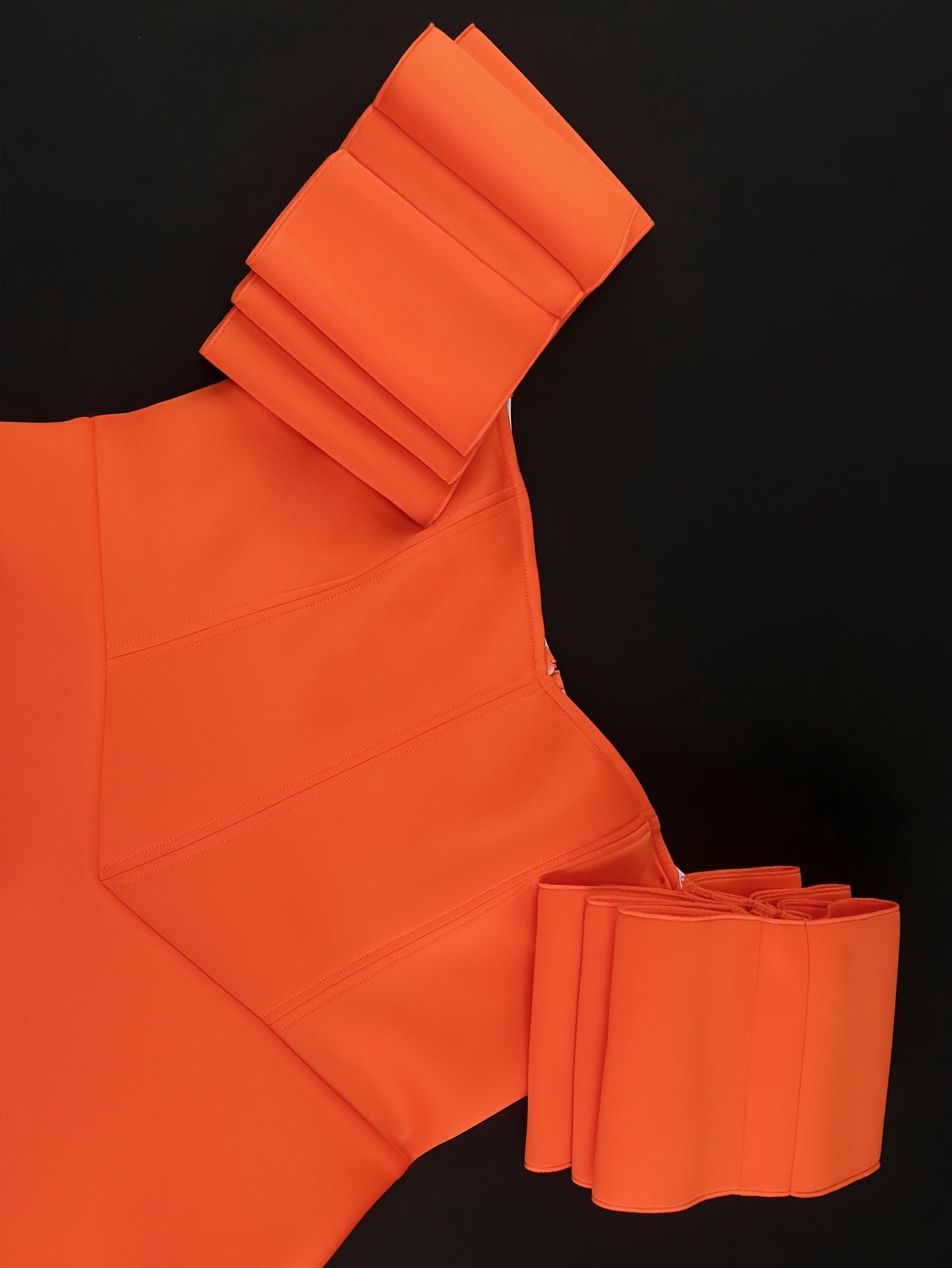 Women Orange Off-Shoulder Party Dress Ruched Mini Evening Gown