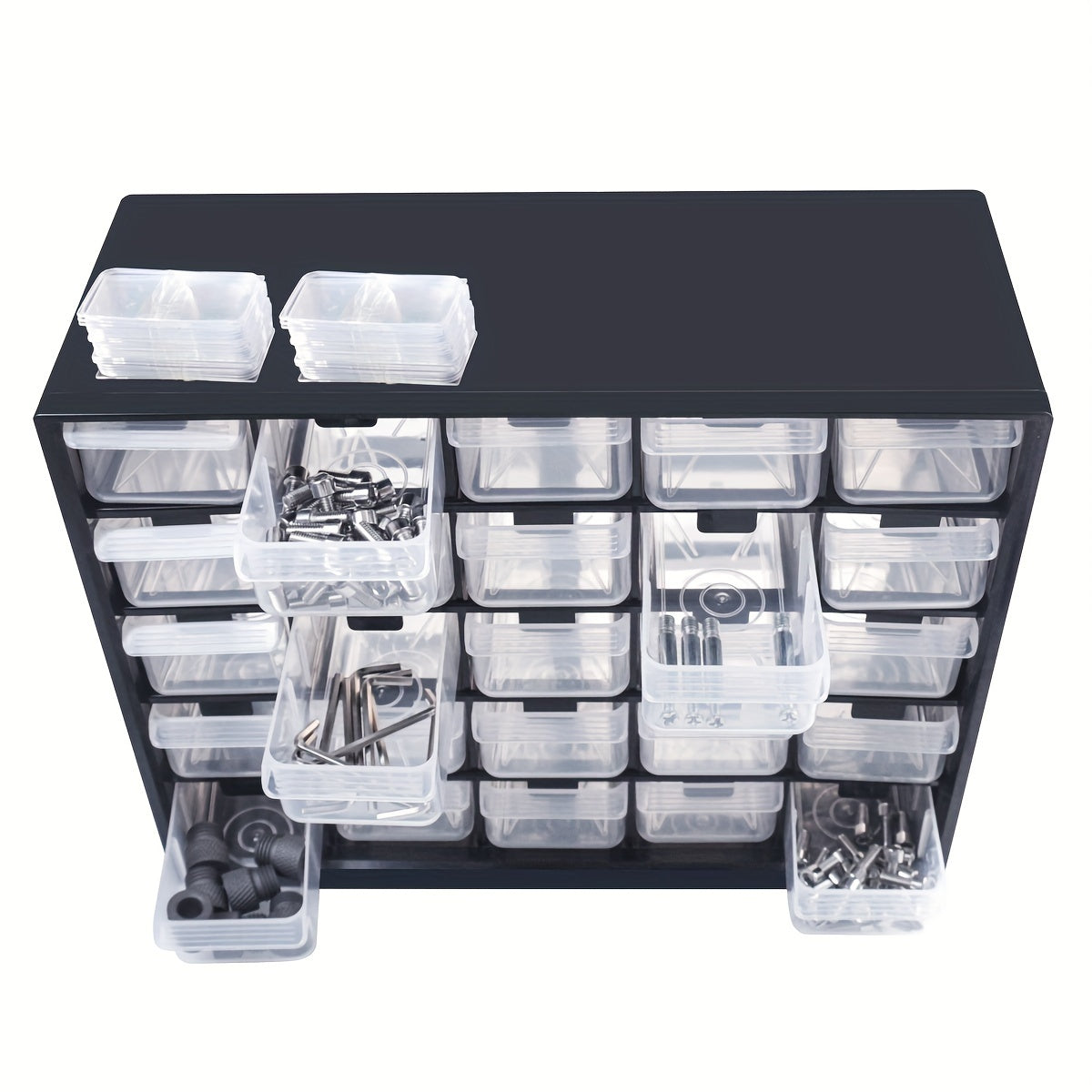 Wall-Mounted Plastic Drawer Parts Organizer with 25 Compartments for Screws and Electronic Components