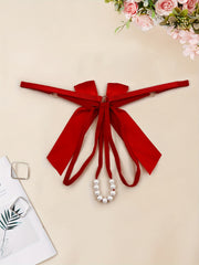 Women's Lace String Thong with Beaded Friction