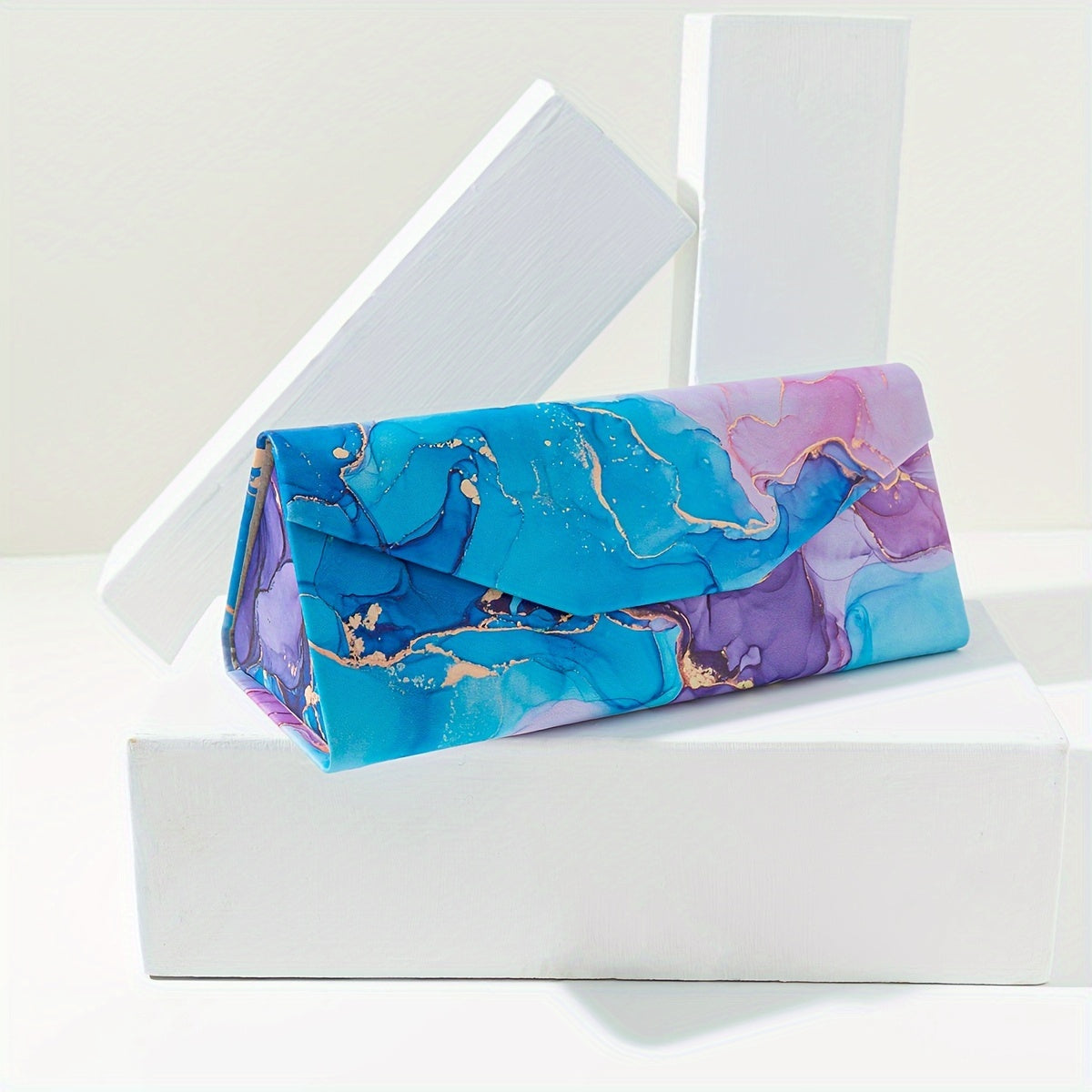 Estuche plegable para gafas de sol con estampado, protector portátil y duradero para gafas