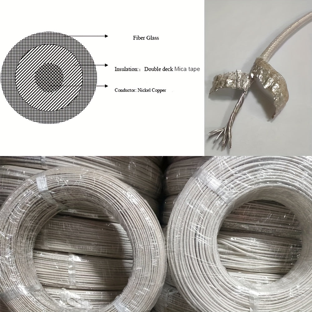 18 Gauge Yuqori Haroratli Sim 5.0 metr, ekstremal haroratlarda foydalanish uchun (-76°F dan 932°F gacha / -60°C dan 500°C gacha). Nikel mis konstruktsiyasi bilan Ikki qavatli Mica lenta Fiberglas izolyatsiyasi bilan