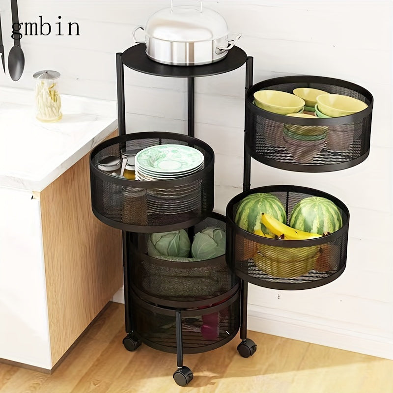 Multi-Tier Metal Storage Rack for Fruits Vegetables Kitchen Living Room Organizer