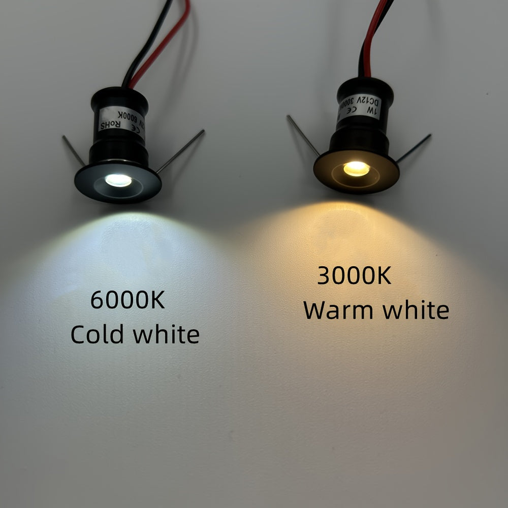 9pcs Mini 1W LED Recessed Spotlights Warm White for Cabinets Stairs Walkways