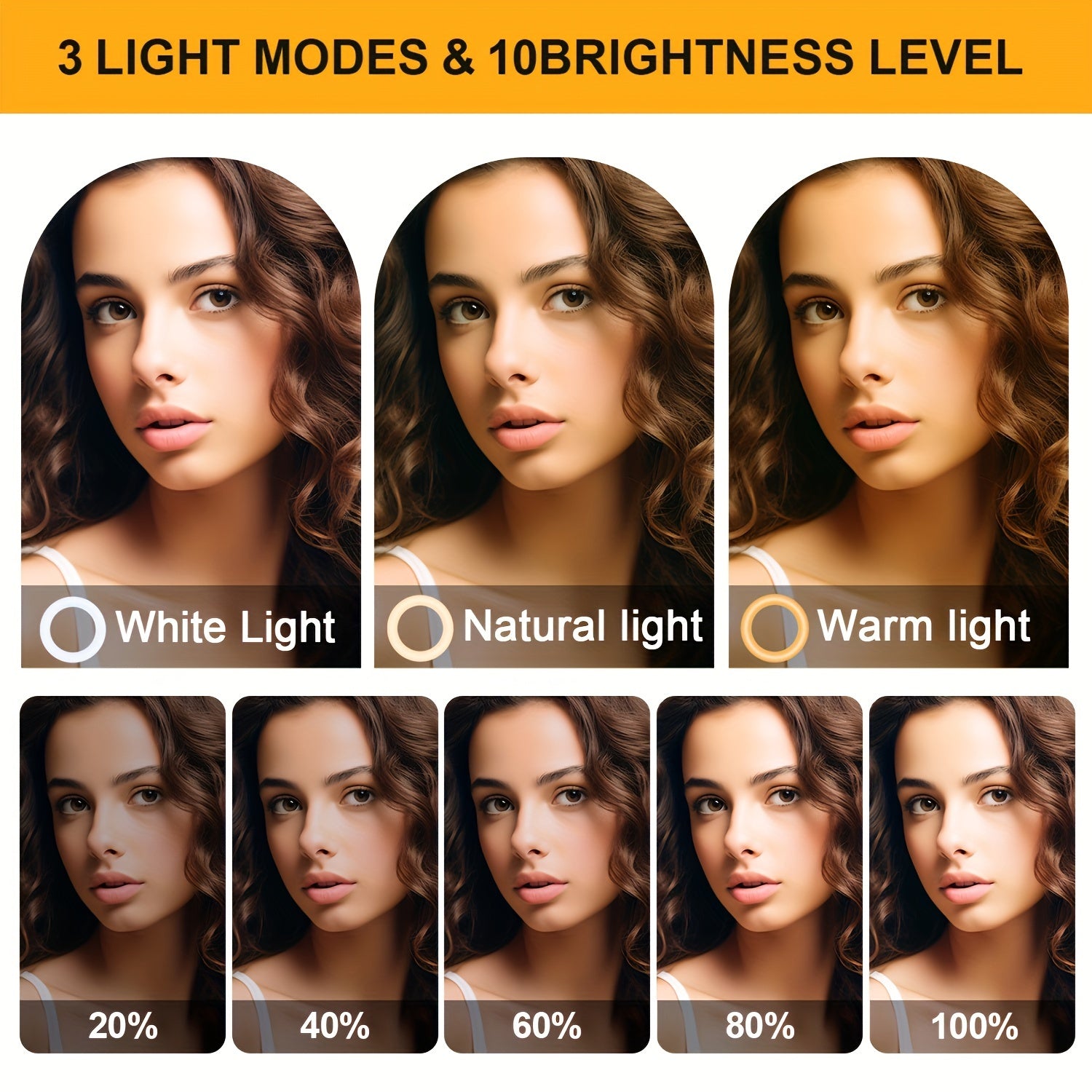 10-Inch LED Light with Extendable Tripod and Phone Holder for Selfie Makeup Video Streaming