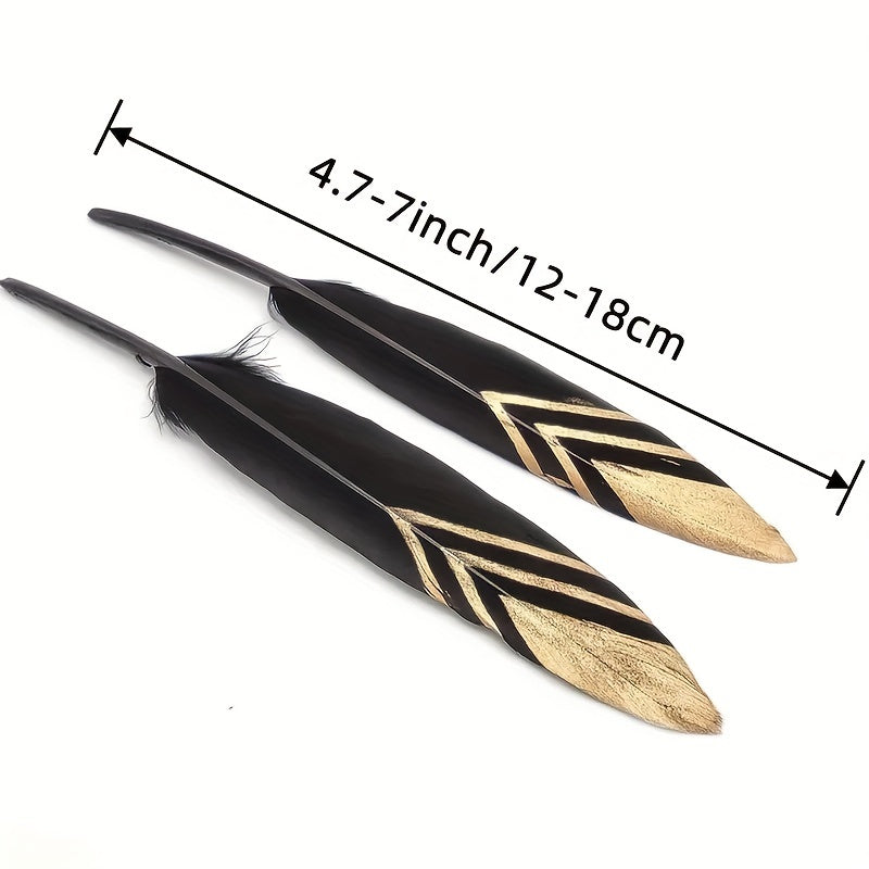 Set of 20 Bohemian Natural Golden Duck Feathers for Crafting Jewelry and Home Decor 11.94-17.78 cm