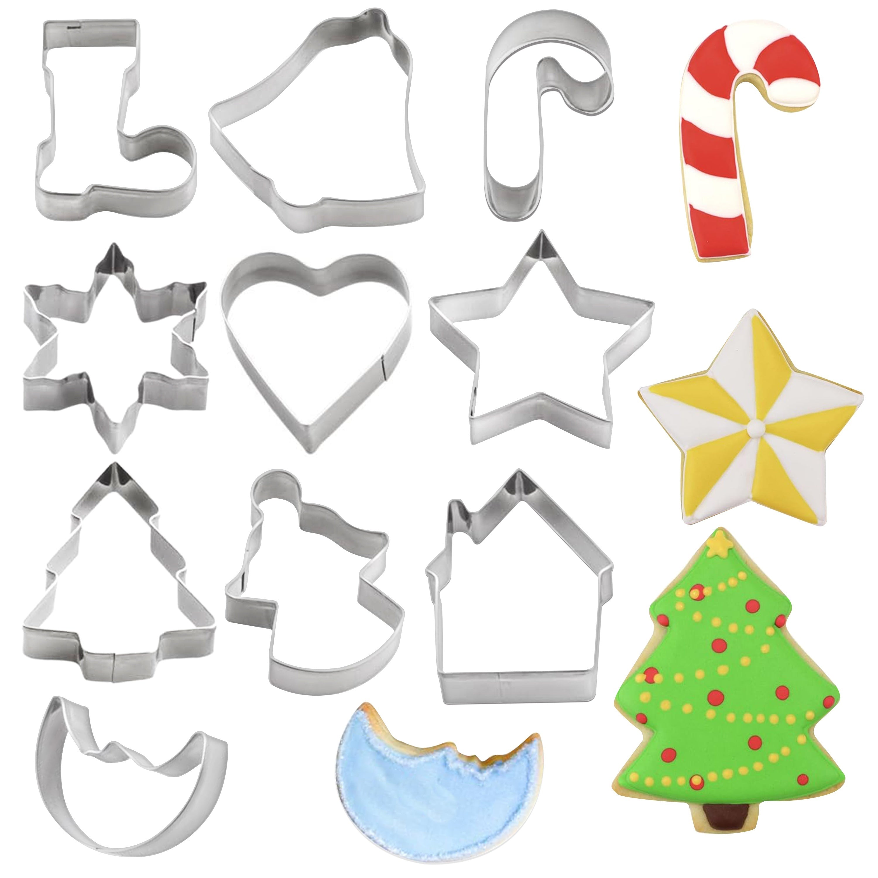 Christmas Cookie Cutter Set 10 Shapes Stainless Steel Holiday Baking Molds