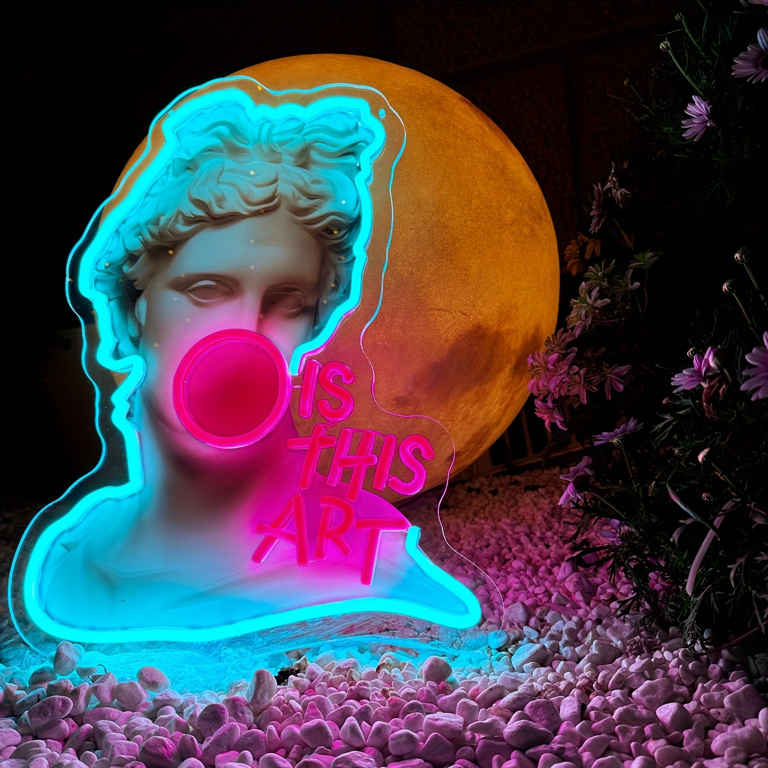 Neon LED Wall Sign with "Is This Art" Text Pink Light Modern Decor for Bars