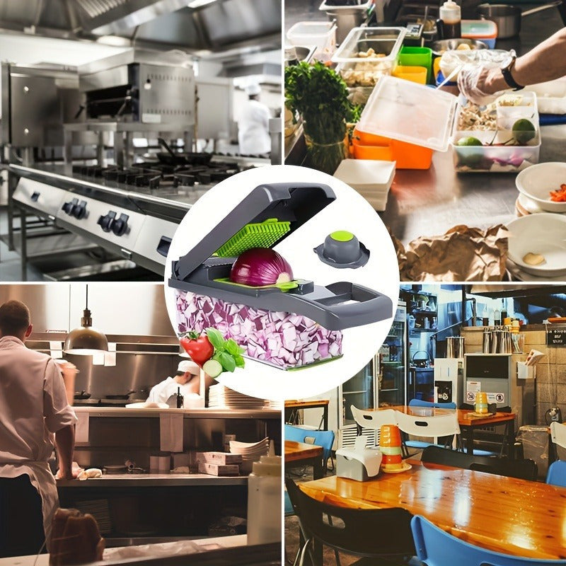 14-in-1 Vegetable Chopper Slicer with 3 Blades for Home and Restaurant Use