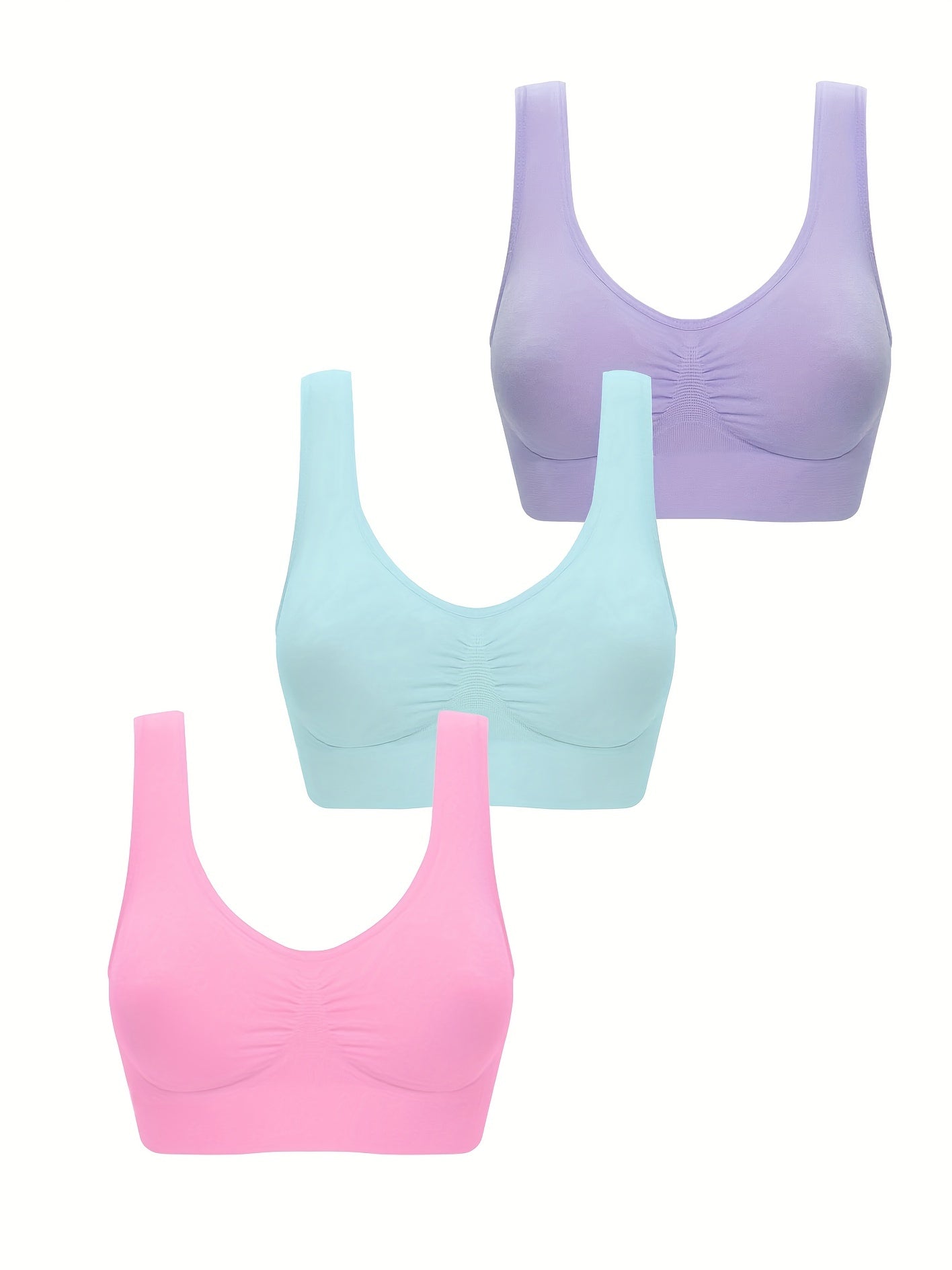 Women's Wireless Sports Bras for Running and Workouts Breathable Comfortable Set of 3